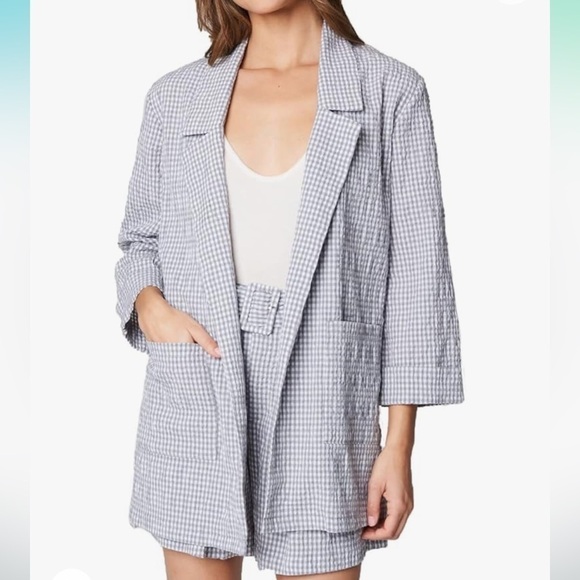 BLANK NYC Stitch Fix Get on board open gray seersucker jacket sz Small oversized - Picture 1 of 7